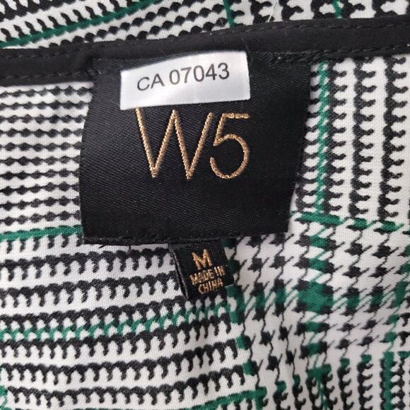 Black White Plaid Wrap Top M W5 - Picture 5 of 6